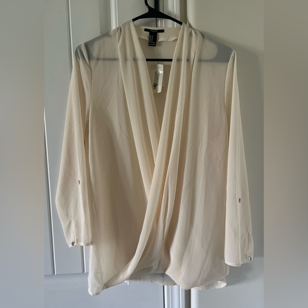Forever 21 Ivory Wrap Blouse
